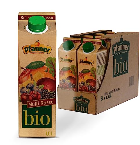 Pfanner 30% BIO Multi Rosso im Vorratspack – Fruchtiger Geschmack gewonnen aus Orangen, Zitronen, Äpfeln, Brombeeren, Heidelbeeren, Sauerkirschen und Rote Beete (8 x 1 l) von Pfanner