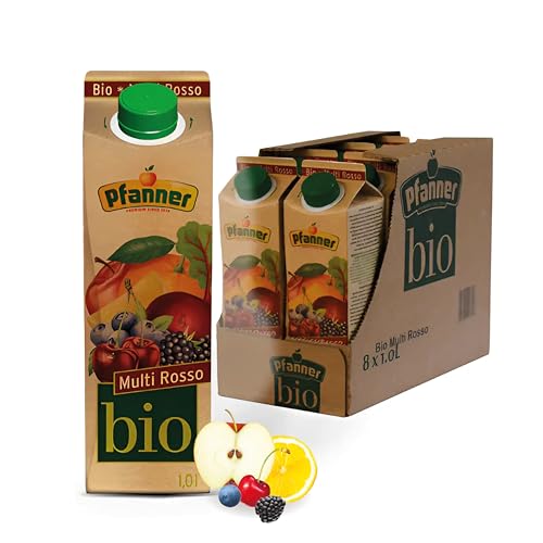 Pfanner BIO Multi Rosso (8 x 1 l) – roter Multivitaminsaft mit 22% Fruchtgehalt –Fruchtsaft im Vorratspack von Pfanner