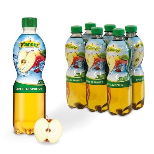 Pfanner Apfelschorle (6 x 0,5 l) – aus 55% Fruchtgehalt mit Kohlensäure - Fruchtgetränk ohne Zuckerzusatz - Schorle im Vorratspack von Pfanner
