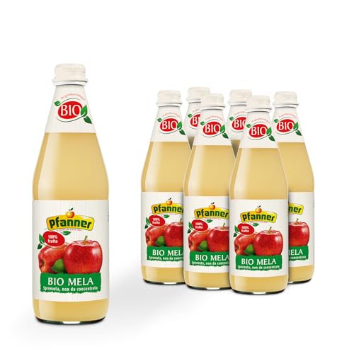 Pfanner Bio Apfelsaft naturtrüb 500ml im 6er Pack – 100% direkt gepresster Apfelsaft in der Glasflasche, naturbelassen, ohne Zuckerzusatz und vegan (6 x 500 ml) von Pfanner