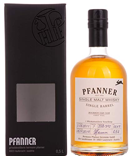 Pfanner Bourbon Oak Cask Single Malt Whisky 56,4% Volume 0,5l in Geschenkbox von Pfanner