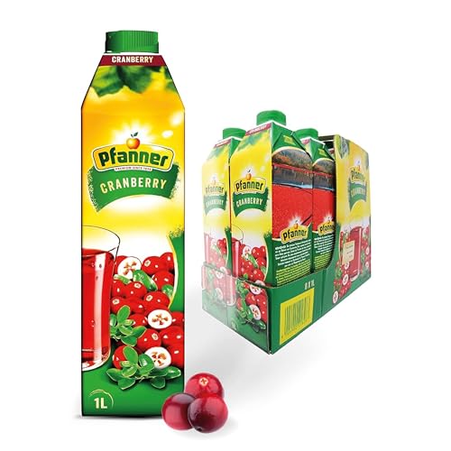 Pfanner Cranberry Fruchtgetränk (8 x 1 l) - 20 % Fruchtgehalt – Getränk aus Cranberrys im Vorratspack von Pfanner