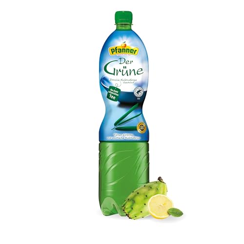 Pfanner Der Grüne – 6 x 1,5 l PET Flasche - Eistee Zitrone Kaktusfeige aus direkt aufgebrühtem Grüntee - Vorratspack von Pfanner