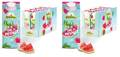 Pfanner Eistee Wassermelone im Vorratspack – Sommerliche Erfrischung mit Wassermelonegeschmack in nachhaltiger to go Verpackung – Mit Früchtetee und Schwarztee (8 x 750 ml) (Packung mit 2) von Pfanner