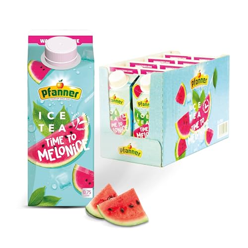 Pfanner Eistee Wassermelone - 8 x 750 ml Vorratspack - direkt aufgebrühter Tee mit Wassermelone – Ice Tea Karton von Pfanner