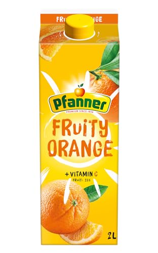 Pfanner Fruity Orangengetränk im Vorratspack (6 x 2 l) - Süß-säuerlicher Genuss aus sonnengereiften Orangen - 25% Saftgehalt von Pfanner
