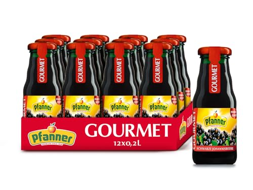 Pfanner Gourmet Schwarze Johannisbeere im Vorratspack - Nektar mit reichlich natürlichem Vitamin C - 25% Fruchtgehalt im Einwegglas (12 x 0,2l) von Pfanner