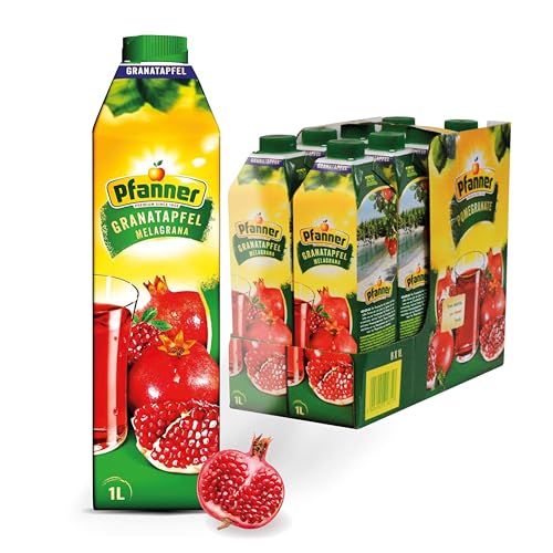 Pfanner Granatapfel Fruchtsaft (8 x 1 l) - 25 % Fruchtgehalt – Saft im Vorratspack – Getränk aus Granatapfelsaft von Pfanner