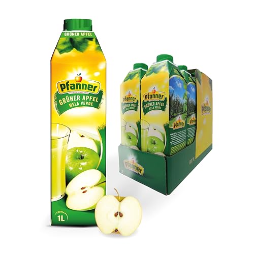 Pfanner Grüner Apfelgetränk (8 x 1 l) - Apfel mit 40 % Fruchtgehalt – Fruchtgetränk mit Apfelmark im Karton von Pfanner