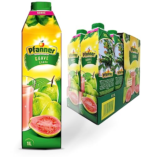 Pfanner Guaven Nektar im Vorratspack – Pink Guavengetränk mit rosa Fruchtfleisch – mind. 25% Fruchtgehalt (8 x 1 l) von Pfanner