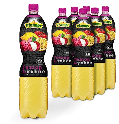 Pfanner Lemon-Lychee Fruchtsaft (6 x 1,5 l) – Mehrfruchtsaft mit 10% Fruchtgehalt – Saft aus Zitronen und Lychee im Vorratspack von Pfanner