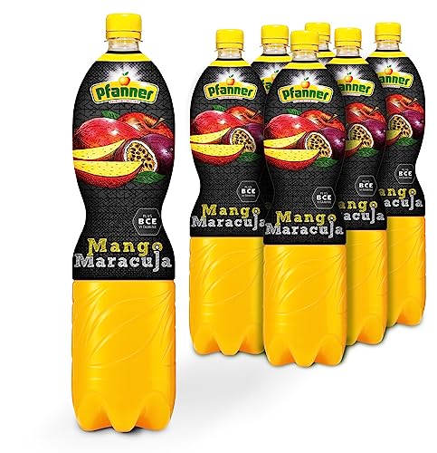 Pfanner Mango-Maracuja Mehrfruchtgetränk im Vorratspack – Fruchtgetränk mit fruchtig-frischem Geschmack und Vitamin B, C und E – 10% Fruchtgehalt (6 x 1,5 l) von Pfanner