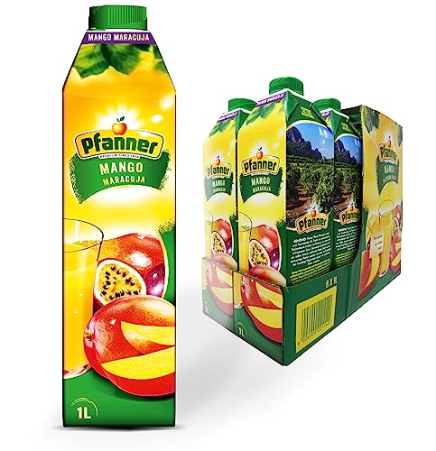 Pfanner Mango-Maracuja Nektar im Vorratspack – Fruchtgetränk mit wertvollem Vitamin C – 25% Fruchtgehalt (8 x 1 l) von Pfanner