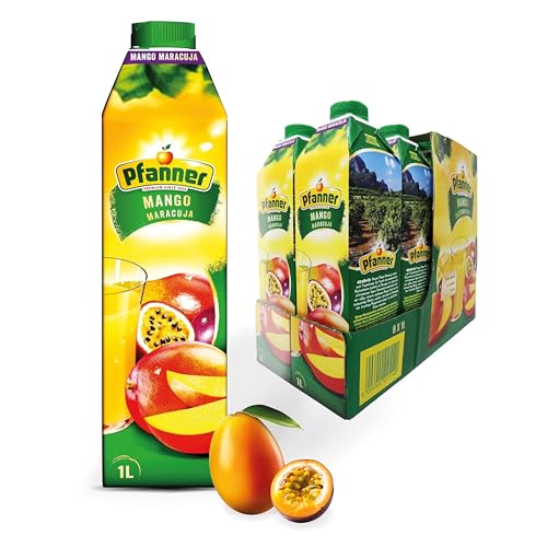 Pfanner Mango Maracuja Nektar (8 x 1 l) - 25% Fruchtgehalt – exotisches Getränk im Vorratspack – mit Vitamin C von Pfanner