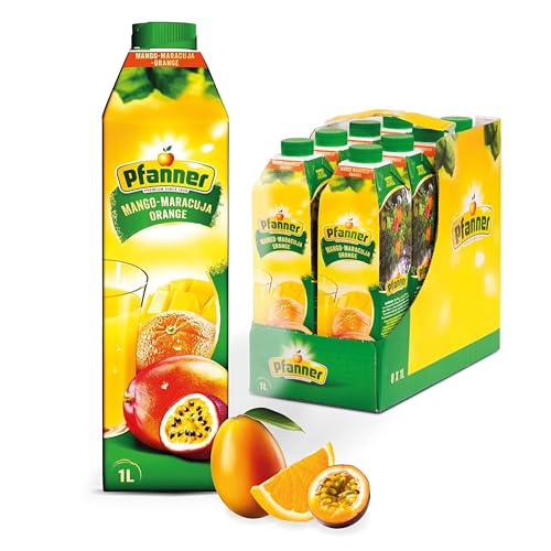 Pfanner Mango-Maracuja-Orangen Nektar im Vorratspack (8 x 1 l) - Süße Mango, spritzige Maracuja und sonnengereifte Orange - mit 37% Saftgehalt von Pfanner