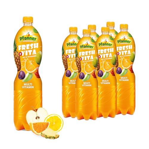 Pfanner Multivitamin Fruchtgetränk (6 x 1,5 l) – Multi Getränk aus 12 Früchten - 10% Fruchtgehalt - Fruchtgetränk im Vorratspack von Pfanner