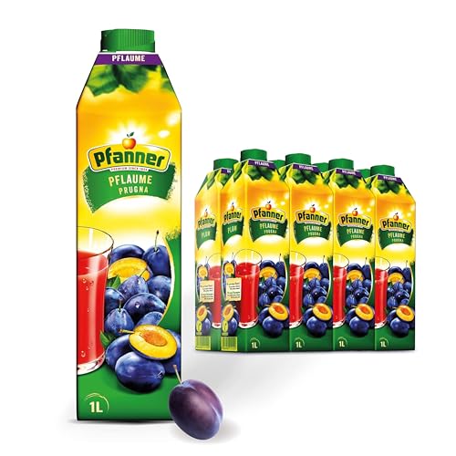 Pfanner Pflaumen Getränk (8 x 1 l) - 25 % Fruchtgehalt – Fruchtgetränk aus Pflaume im Vorratspack von Pfanner
