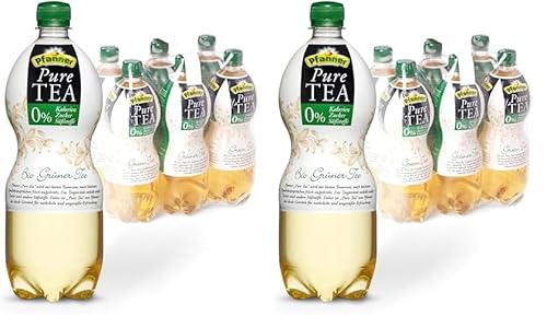 Pfanner Pure Tea Grüner Tee (6 x 1 l) – Eistee ohne Zucker und ohne Süßstoffe - Bio Tee mit Zitronensaft – im Vorratspack (Packung mit 2) von Pfanner