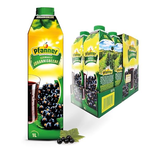 Pfanner Schwarze Johannisbeere (8 x 1L) - 25 % Fruchtgehalt – Saft im Vorratspack – Fruchtgetränk aus Johannisbeere von Pfanner