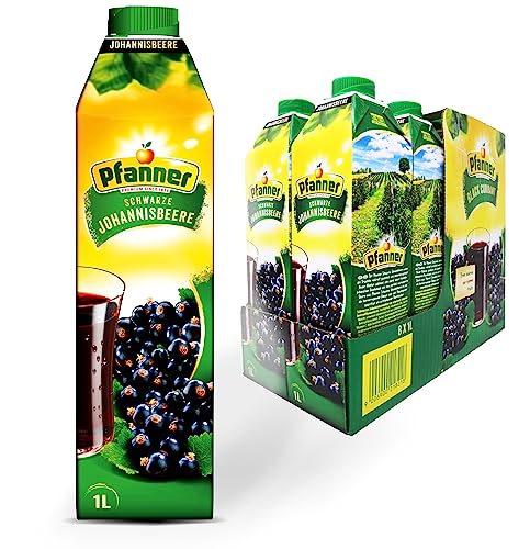 Pfanner Schwarze Johannisbeer Nektar Vorratspack – Fruchtig-intensiver Geschmack mit wertvollem Vitamin C und Antioxidantien – 25% Fruchtgehalt (8 x 1 Liter) von Pfanner