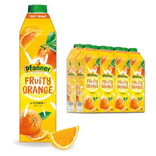 Pfanner Fruity Orangengetränk im Vorratspack (8 x 1 l) - Süß-säuerlicher Genuss aus sonnengereiften Orangen - 25% Saftgehalt von Pfanner