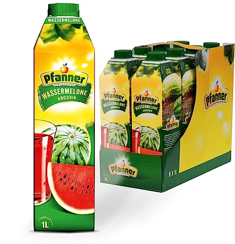 Pfanner Wassermelone im Vorratspack – Erfrischungsgetränk mit 30% Fruchtgehalt – mit wertvollem Vitamin C (8 x 1 l) von Pfanner