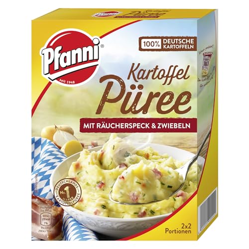 Pfanni Kartoffel Püree mit Räucherspeck & Zwiebeln für ein leckeres Kartoffelgericht mit 100% deutschen Kartoffeln 10x 150 g von Pfanni