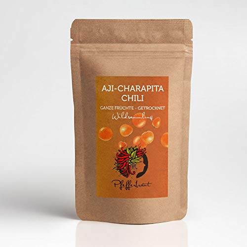 Aji Charapita ganz & getrocknet aus peruanischer Wildsammlung - 25 g, das sind über 220 getrocknete Früchte - exklusive Chili aus Peru von Pfefferbraut