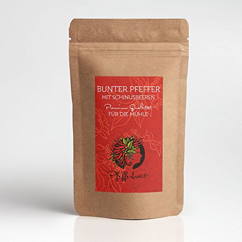 Bunter Pfeffer - 160g ganz für die Mühle im Aromaschutzbeutel rosa, weiße, schwarze und grüne Pfefferkörner von Pfefferbraut