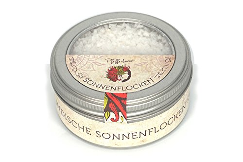 Pfefferbraut - Indische Sonnenflocken Fleur de Sel - sonnengetrocknetes Fleur de Sel, attraktives Fingersalz in der Schmuckdose 40g von Pfefferbraut