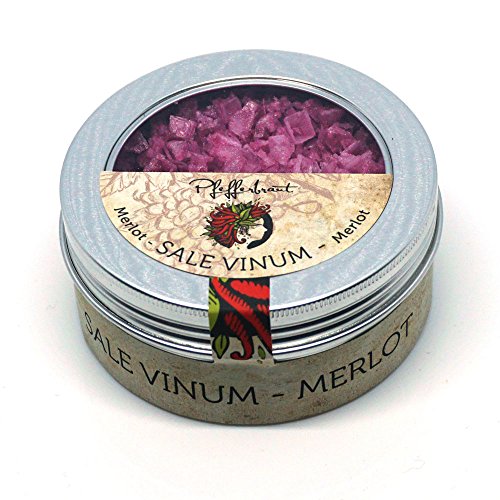 Pfefferbraut Sale Vinum Merlot - Manufaktursalz Pyramiden-Fleur de Sel in der Fingersalzdose 80g von Pfefferbraut