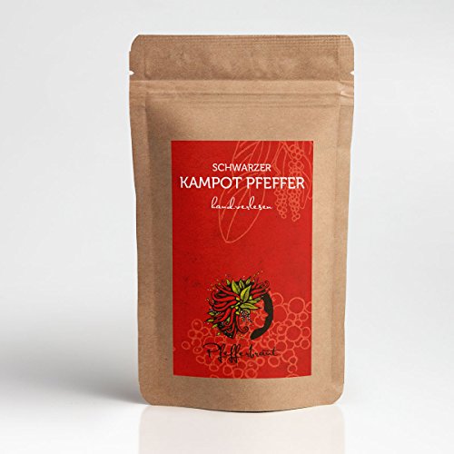 Pfefferbraut - schwarzer Kampot Pfeffer - handverlesen Premiumqualität 60 g - reines Aroma mit einem Hauch von Minze von Pfefferbraut