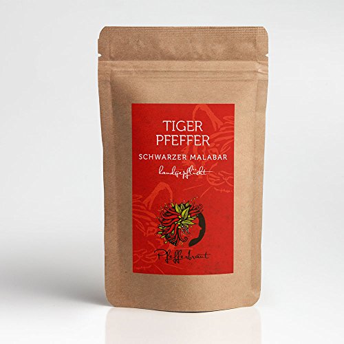 Tiger Pfeffer schwarzer Malabar im Aromaschutzbeutel 80g handgepflückt, von der Malabarküste Indiens Tiger Pfeffer schwarzer Malabar im Aromaschutzbeutel 80g handgepflückt, von der Malabarküste Indiens von Pfefferbraut