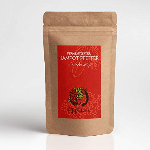 fermentierter Kampot - schwarzer Pfeffer in Meersalz - 60 g - edle Spezialität für Beef, Soßen und Gemüse fermentierter Kampot - schwarzer Pfeffer in Meersalz - 60 g - edle Spezialität für Beef, Soßen und Gemüse von Pfefferbraut