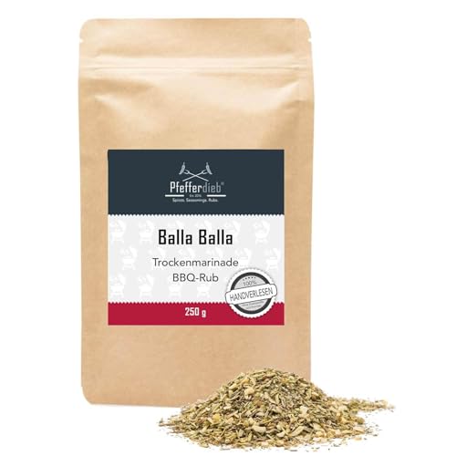 Balla Balla | Premium Grillgewürz mediterran | BBQ Rub Gourmet Trockenmarinade | perfekt für Lamm, Schweinefleisch, Fisch | 250g - Pfefferdieb® von Pfefferdieb