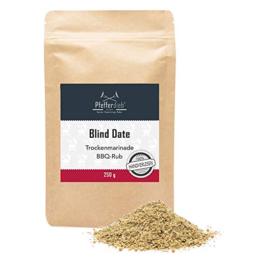 Blind Date BBQ Rub | Gourmet Grillgewürz Trockenmarinade | Premium Gewürzmischung für Schwein, Lamm, Fisch | 250g - Pfefferdieb® von Pfefferdieb