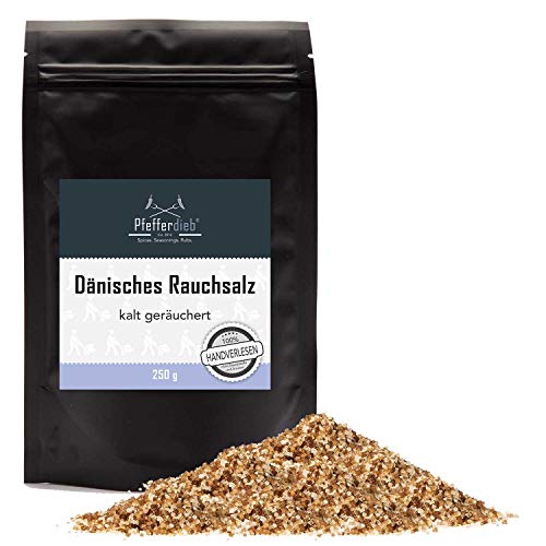 Dänisches Rauchsalz 250g | kaltgeräuchertes Meersalz | Original Buchenholzrauchsalz mild-würzig, vegan - Pfefferdieb® von Pfefferdieb