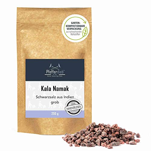 Original Kala Namak Steinsalz aus Indien, granulat für die Salzmühle, naturbelassenes Gourmetsalz, Schwarzsalz, 250g - Pfefferdieb® von Pfefferdieb