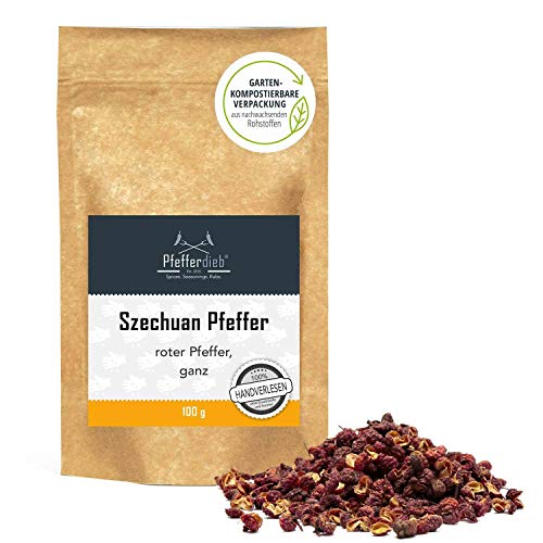 Original roter Szechuan Pfeffer, Szechuanpfeffer ganz, handgepflückt 100g - Pfefferdieb® von Pfefferdieb