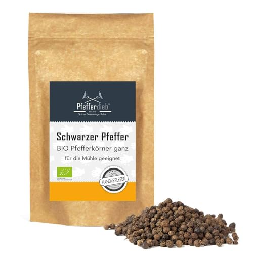 Schwarzer Pfeffer, BIO Rasavat Pfeffer ganz, Premium Qualität direkt aus Gewürzgarten in Sri Lanka, 500g - Pfefferdieb® von Pfefferdieb