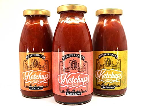 Pfefferhaus - Ketchup 3er Set (Jalapeno, Curry, Habanero) (3x250ml) von Pfefferhaus