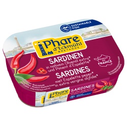 Sardinen in Olivenöl mit Piment dEspelette Sardinen in Olivenöl mit Piment dEspelette von Phare dEckmühl