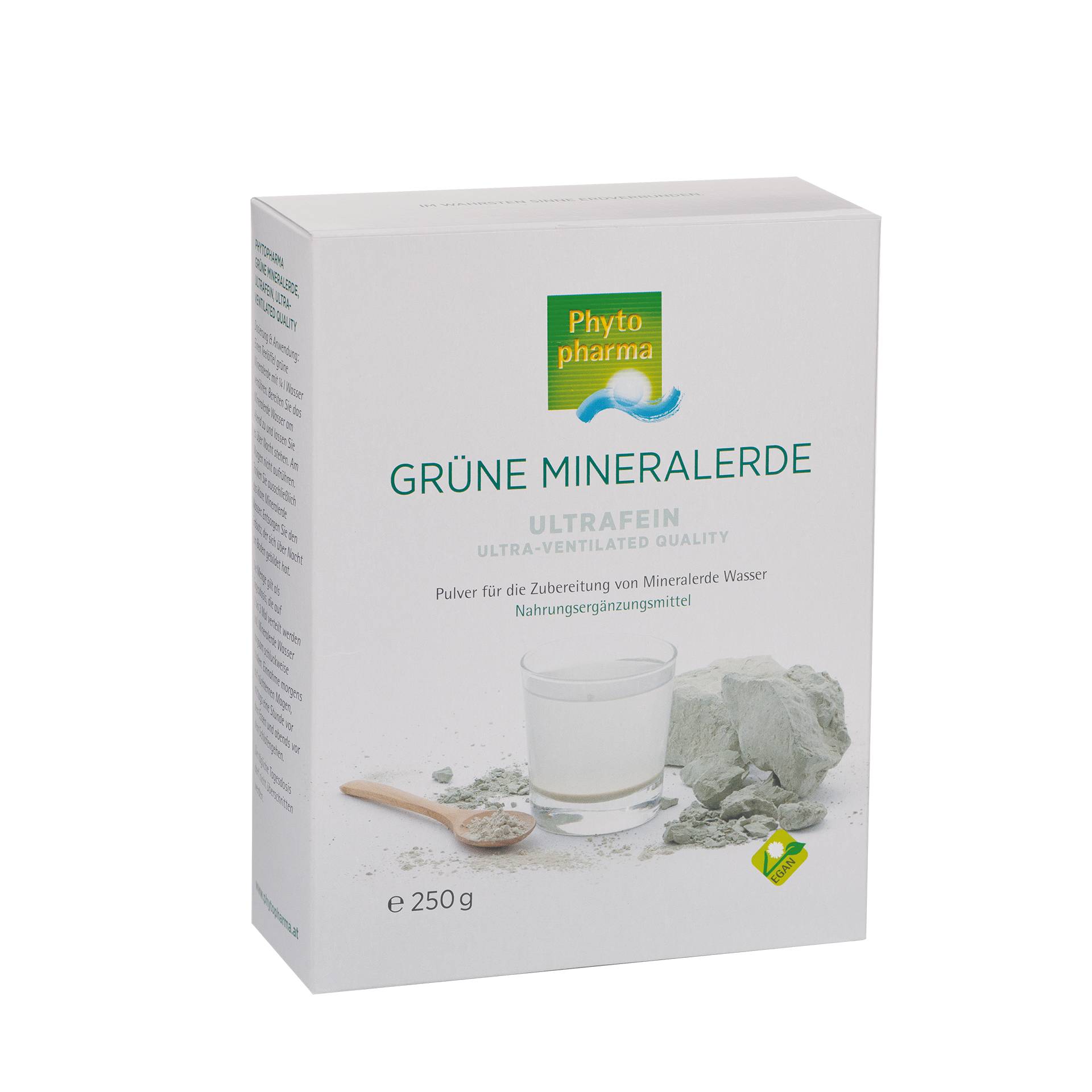 Grüne Mineralerde 250 g -Ultrafeines Pulver für die Zubereitung von Mineralerde Wasser -  vegan - Phyto Pharma von Phyto Pharma