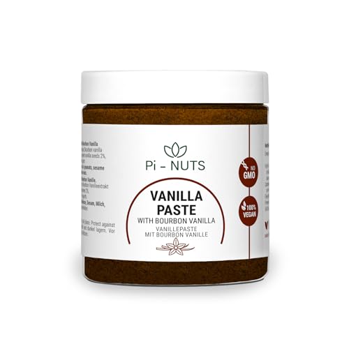 Pi-nuts Vanille Paste -aus Bourbon-Vanillebohnen und Vanilla Extract - Intensives Vanille Aroma - Glutenfrei, keine Konservierungsstoffe - Zum Backen und Desserts - 250 g Pi-nuts Vanille Paste -aus Bourbon-Vanillebohnen und Vanilla Extract - Intensives Vanille Aroma - Glutenfrei, keine Konservierungsstoffe - Zum Backen und Desserts - 250 g von Pi-NUTS