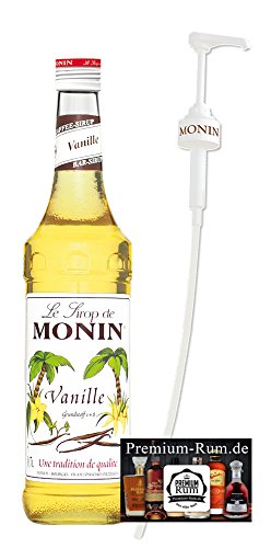 Monin Sirup Vanille 0,7l inkl. Dosierpumpe PiHaMi® Set incl. Premium-Rum Displaycleaner von PiHaMi