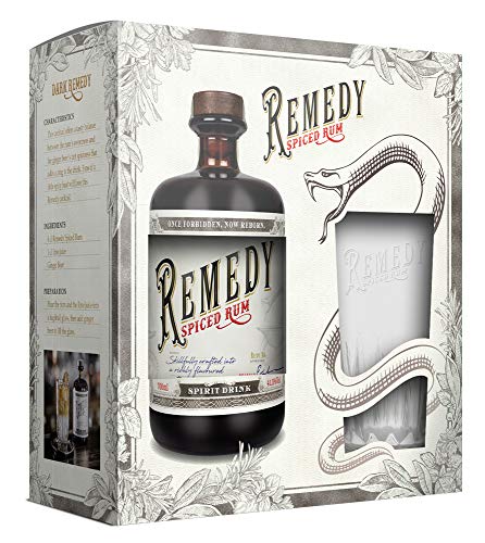 Remedy Spiced Rum 0,7 Liter im Geschenkset mit Glas von PiHaMi