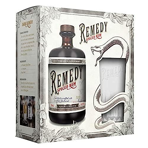 Remedy Spiced Rum + Markenglas I Gold Meiningers International Spirits Award & Gold London Spirits Awards I Feine Noten von Vanille, Orangenschale & Zimt I 41,5 % I 0,7l von Remedy Rum