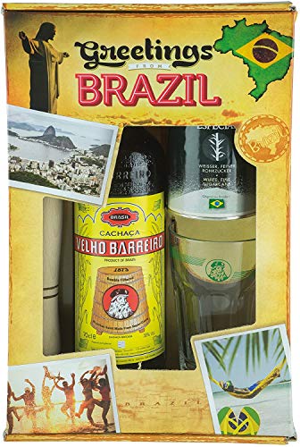 VELHO BARREIRO Caipirinha-Set "Greetings from Brazil" Cachaça 700ml 39% vol von ebaney