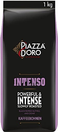Piazza D'Oro Intenso, 1kg Bohnenkaffee, ganze Bohne, nachhaltig angebaut, Intensität 4/5, kraftvoller Geschmack, ideal für Kaffee-Vollautomaten von Piazza D'Oro