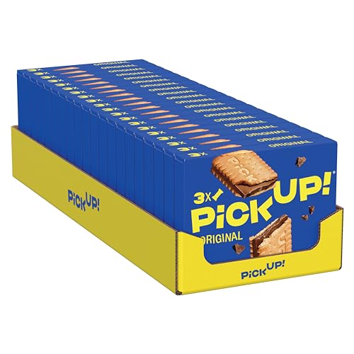PiCK UP! Original (20 x 84 g), Riegel mit knackiger Milchschokoladentafel zwischen zwei knusprigen Keksen, der Snack für unterwegs, 20 x 3er Multipack von PiCK UP!